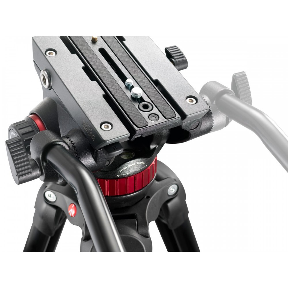 PRO VIDEO 502 Videokopf mit flacher Basis Manfrotto - Variables Fluid-Drag-System bei PAN- und TILT-Bewegungen Festes Gegengewic