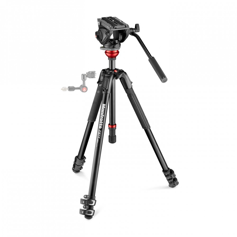 500 Fluid Video Head Flat Base with 190X Video Alu Tripod Manfrotto - 
500 video head flat base for greater versatility
Single l