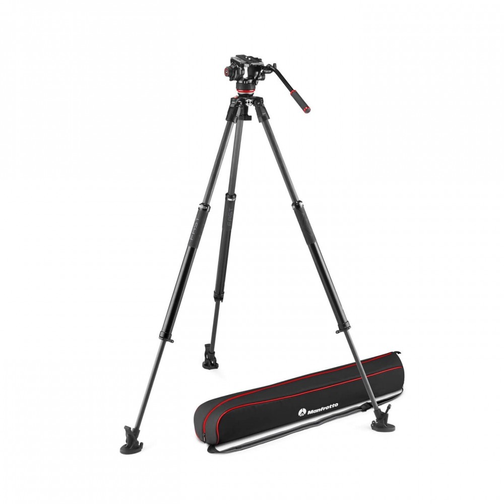 504X Fluid-Videokopf mit 635 Fast Single Carbon Leg Manfrotto - Fluid-Videokopf mit 4-stufigem Gewichtsausgleichssystem bis 6,5 