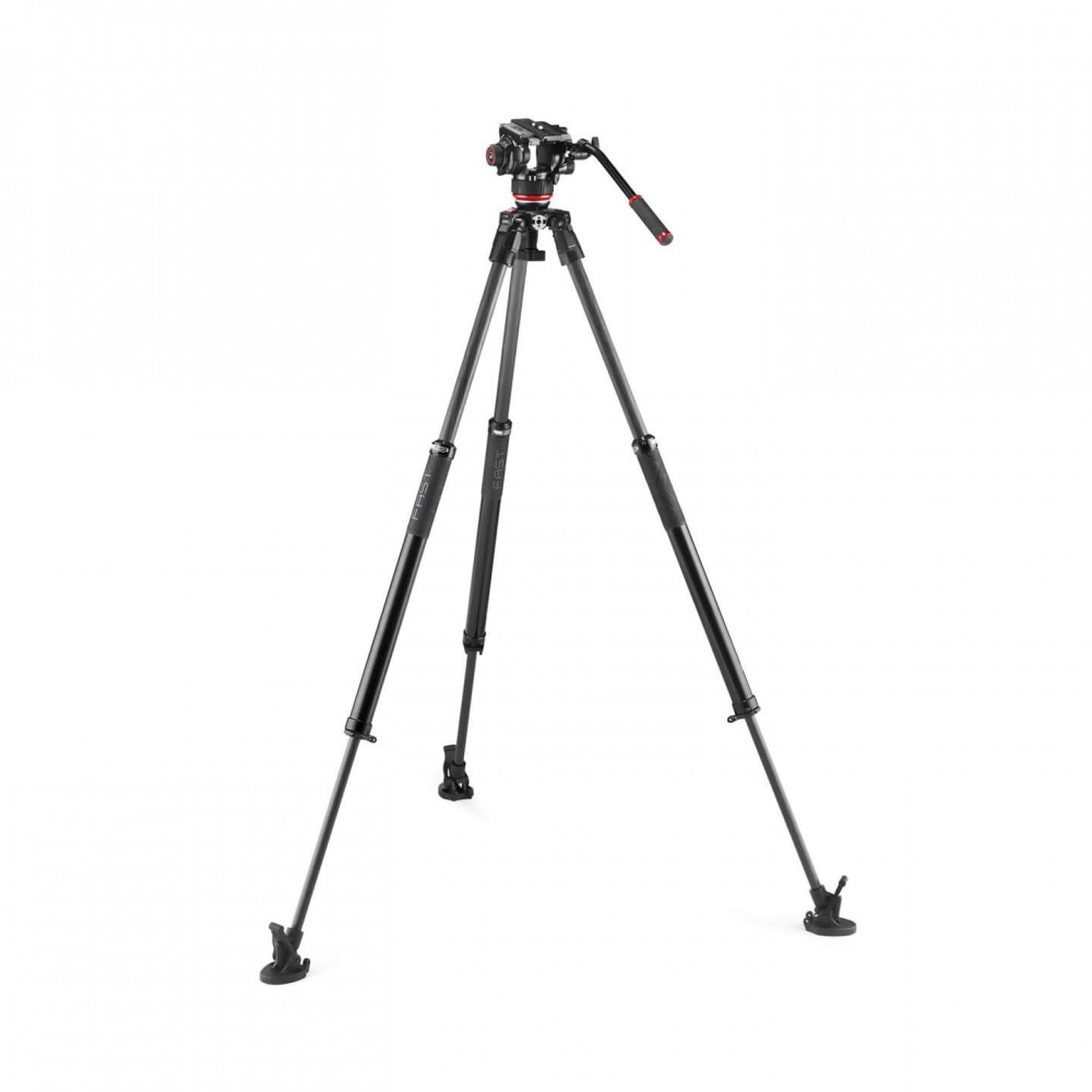 504X Fluid-Videokopf mit 635 Fast Single Carbon Leg Manfrotto - Fluid-Videokopf mit 4-stufigem Gewichtsausgleichssystem bis 6,5 