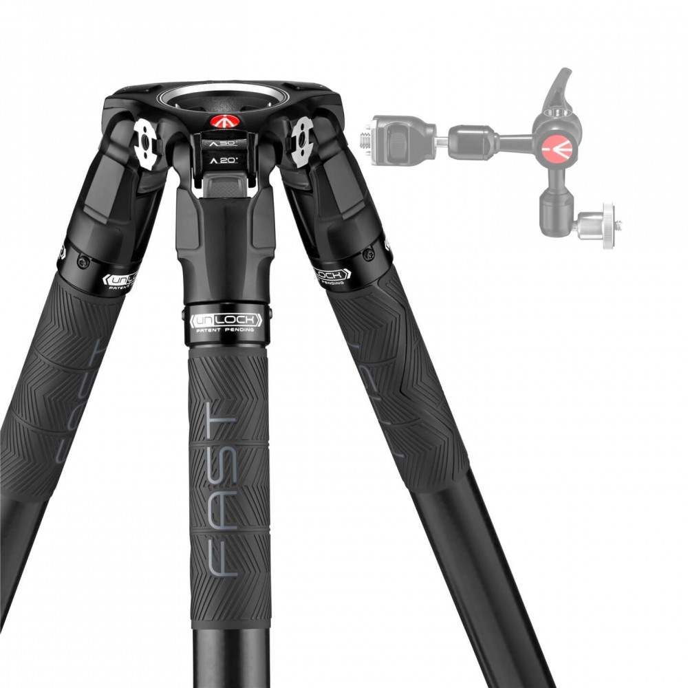 504X Fluid-Videokopf mit 635 Fast Single Carbon Leg Manfrotto - Fluid-Videokopf mit 4-stufigem Gewichtsausgleichssystem bis 6,5 