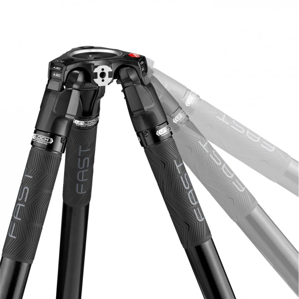 504X Fluid-Videokopf mit 635 Fast Single Carbon Leg Manfrotto - Fluid-Videokopf mit 4-stufigem Gewichtsausgleichssystem bis 6,5 