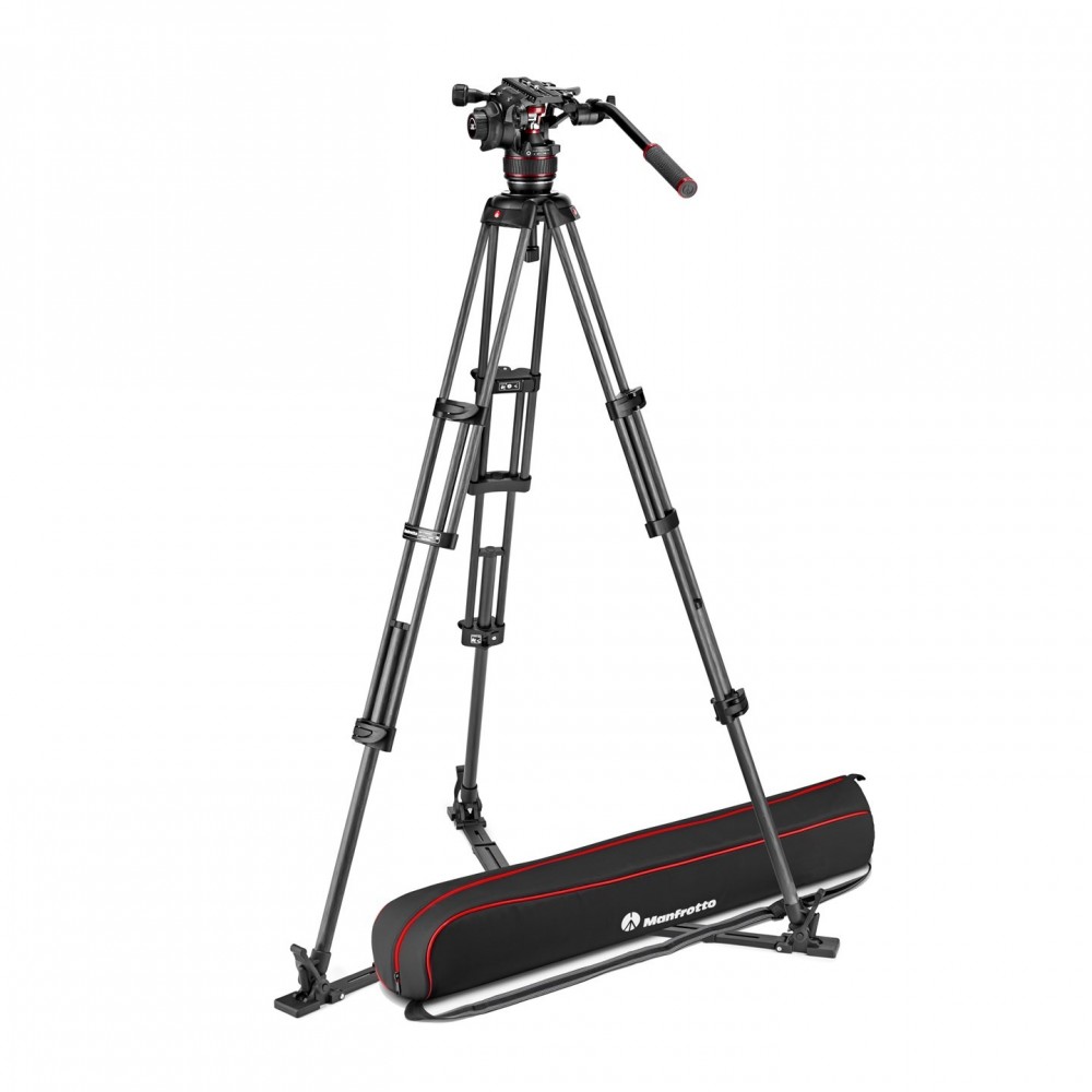 Twin Carbon Set mit Kopf 608 - geringere Spreizung Manfrotto - Fluid-Videokopf mit kontinuierlichem Gegengewichtssystem (0-8 kg)