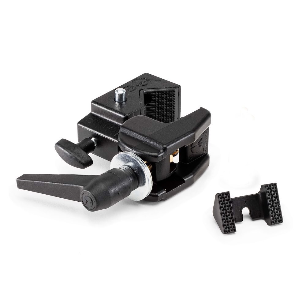 SUPER CLAMP 13-55mm / 15kg Manfrotto - Das vielseitigste Beleuchtungszubehör Es hält erfolgreich Geräte mit einem Gewicht von bi