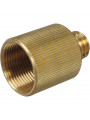 Brass 3/8" M to 5/8" F screw adaptor Rycote - 
Description: 5/8" Female to 3/8" Male Adaptor
Male thread: 3/8" 16 (BSW) x Length