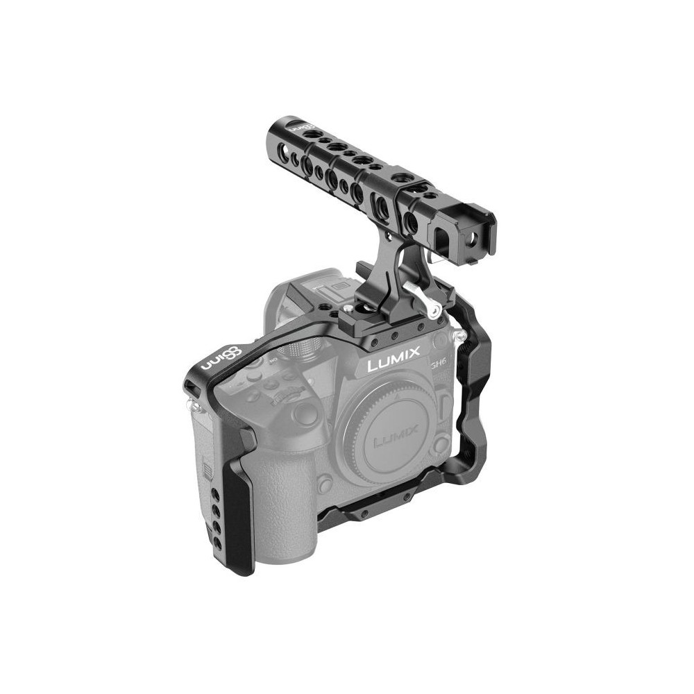 Panasonic GH6 Cage 8Sinn - - 1/4" Befestigungspunkte- Arri-Aufnahmepunkt (3/8" Befestigungspunkt oben)- M4-Gewinde (oben vorne,