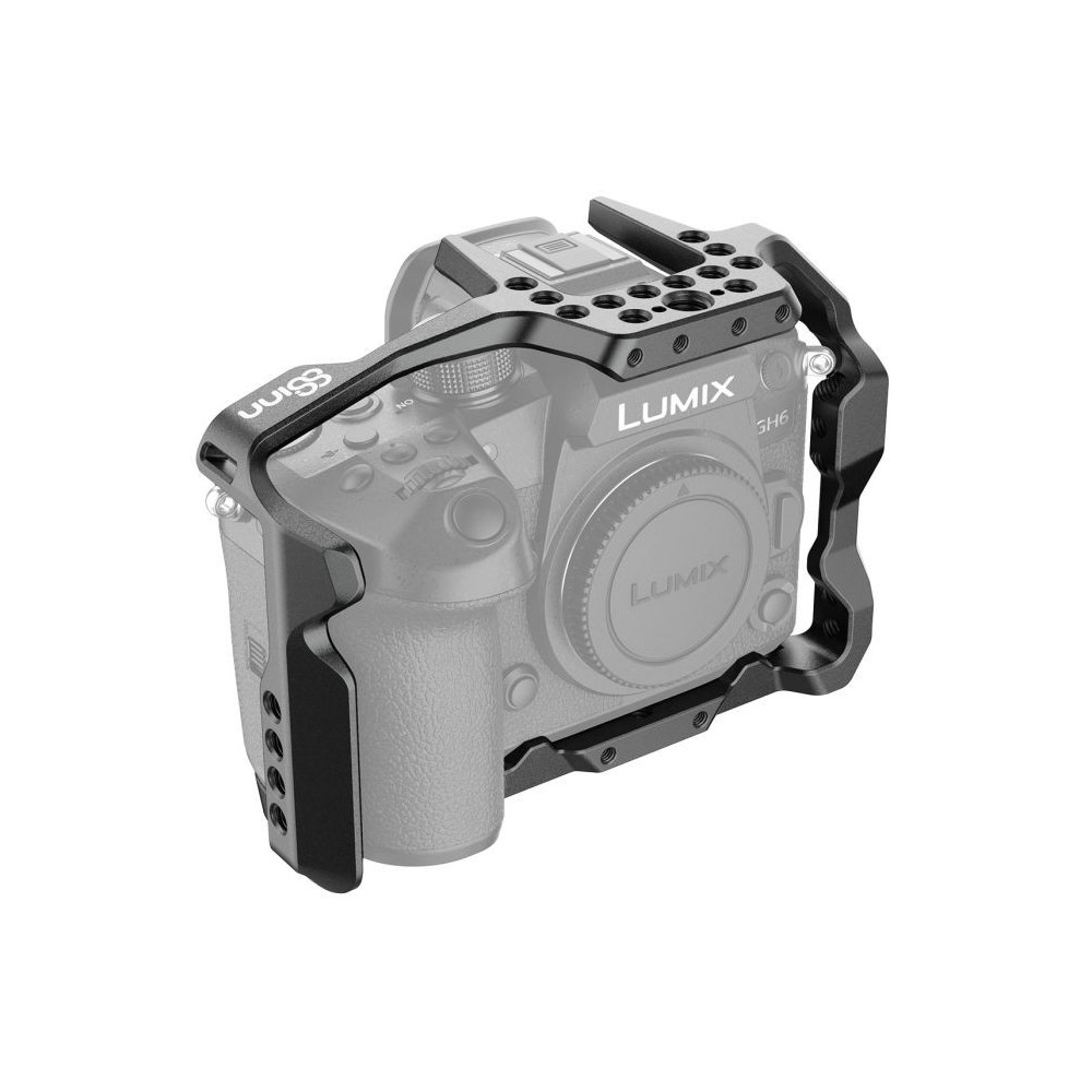 Panasonic GH6 Cage 8Sinn - - 1/4" Befestigungspunkte- Arri-Aufnahmepunkt (3/8" Befestigungspunkt oben)- M4-Gewinde (oben vorne,