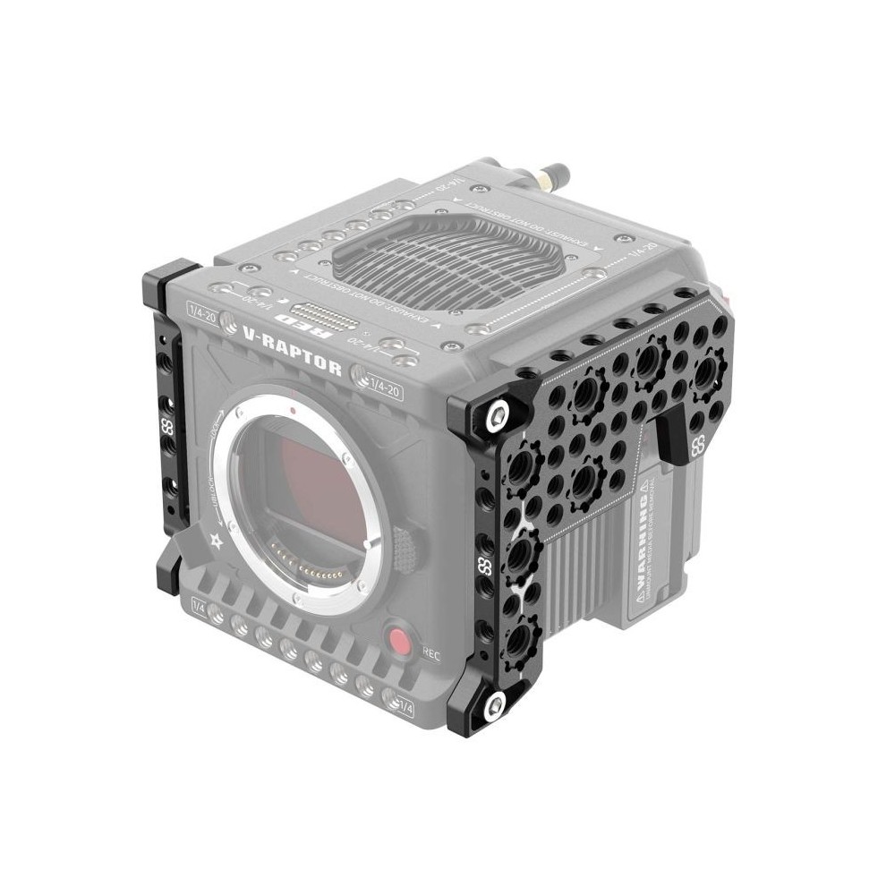 Rechte & linke Seitenplatte für RED V-Raptor 8Sinn - - zweiteiliges Set- 1/4" Befestigungspunkte- Arri Aufnahmepunkte (+ 3/8"