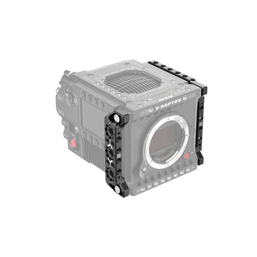 Rechte & linke Seitenplatte für RED V-Raptor 8Sinn - - zweiteiliges Set- 1/4" Befestigungspunkte- Arri Aufnahmepunkte (+ 3/8"