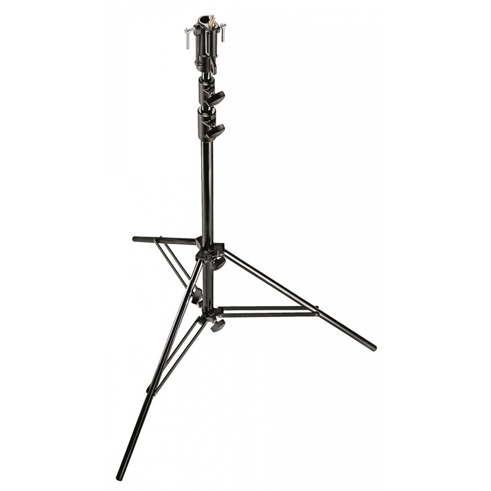 Schwarz verchromtes 3-teiliges Stahlstativ Manfrotto - 
Hochbelastbares Fotostativ für Location- oder Studio-Aufnahmen
Doppelt