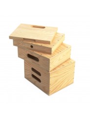 Mini Apple Box Set Udengo - All:  10 x 12” x 15” (25,5cm x 30,5cm x 38cm)
Weight: 17,4 lbs (7,9 kg)  1