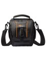 Adventura SH 120 II Lowepro - 
Fits compact DSLR with attached kit lens
Customize fit with adjustable divider system in main com