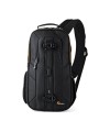 Slingshot Edge 250 AW Black Lowepro - 
Compact DSLR with attached lens (like 18-200mm) plus extra lens
Room for personal gear su