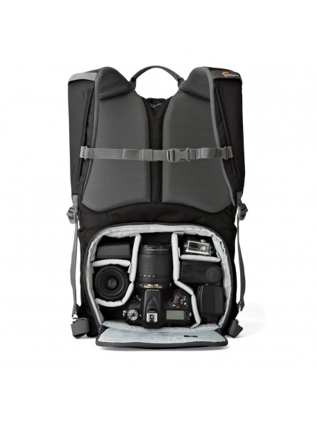 Photo Hatchback BP 250 AW II Black Lowepro - 
Fits DSLR with attached lens such as 18-105mm, 2 extra lenses
Remove the camera co