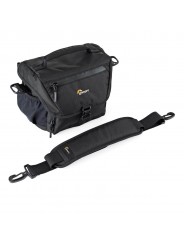 Nova 160 AW II Black Lowepro - 
Fits DSLR with attached 17-85mm lens plus 1-2 additional lenses
All Weather AW Cover™, water res