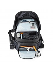 Nova 160 AW II Black Lowepro - 
Fits DSLR with attached 17-85mm lens plus 1-2 additional lenses
All Weather AW Cover™, water res