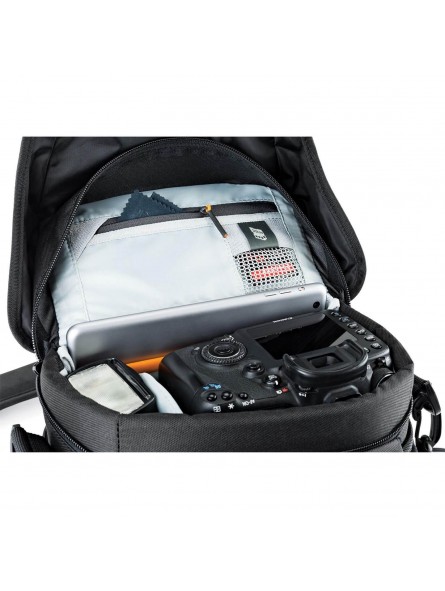 Nova 160 AW II Black Lowepro - 
Fits DSLR with attached 17-85mm lens plus 1-2 additional lenses
All Weather AW Cover™, water res