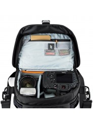 Nova 180 AW II Black Lowepro - 
Fits Pro-depth DSLR &amp; attached 24-105mm lens, 3-4 extra lenses
All Weather AW Cover™, water 