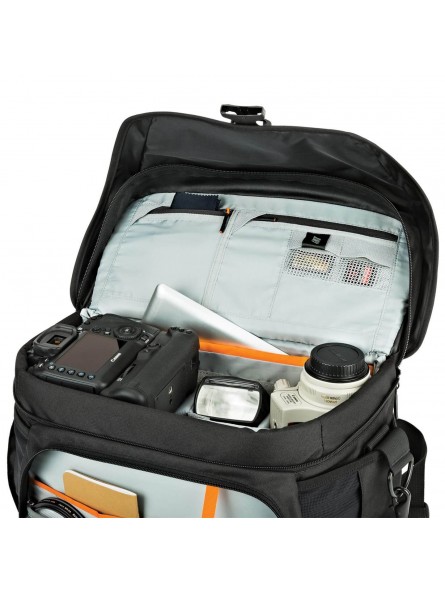 Nova 200 AW II, Black Lowepro - 
Fits 1-2 Pro DSLR with attached 24-105mm and 3-5 extra lenses
All Weather AW Cover™, water resi