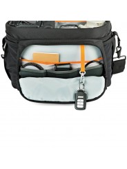 Nova 200 AW II, Black Lowepro - 
Fits 1-2 Pro DSLR with attached 24-105mm and 3-5 extra lenses
All Weather AW Cover™, water resi