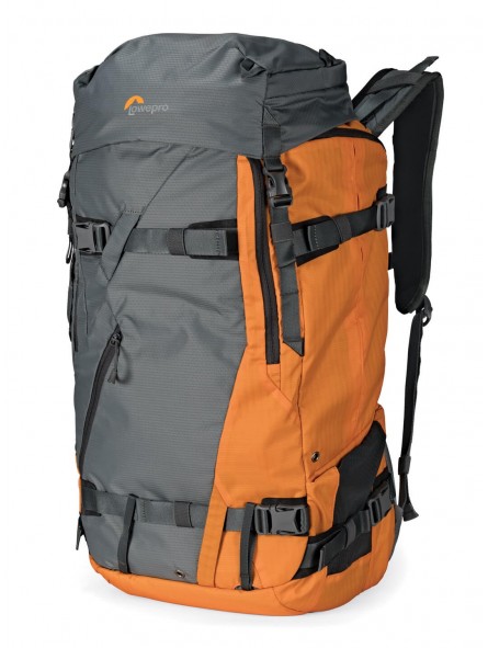 Powder BP 500 AW Grey/Orange Lowepro - 
Fits Standard DSLR and Pro Mirrorless cameras and lenses
Secure, body-side access
50% of