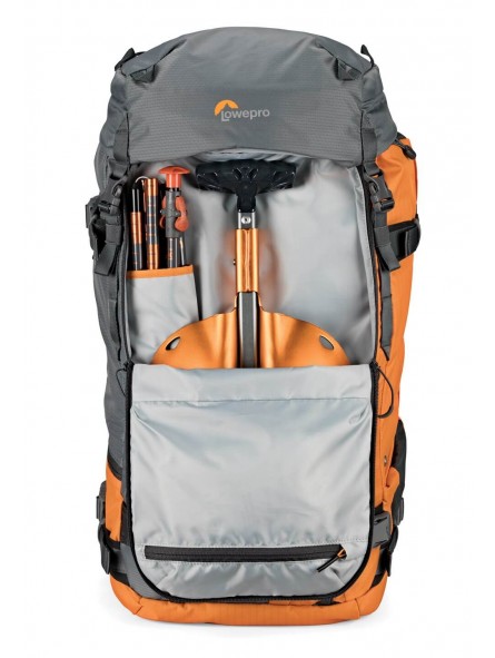 Powder BP 500 AW Grey/Orange Lowepro - 
Fits Standard DSLR and Pro Mirrorless cameras and lenses
Secure, body-side access
50% of