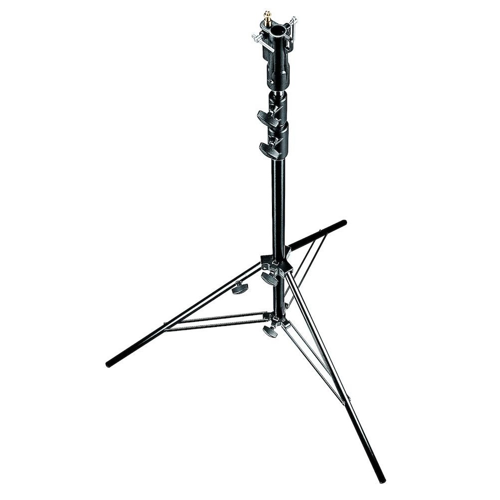 Schwarzes luftgepolstertes Aluminium-Seniorenstativ von Manfrotto - Schweres Fotostativ für Location- oder