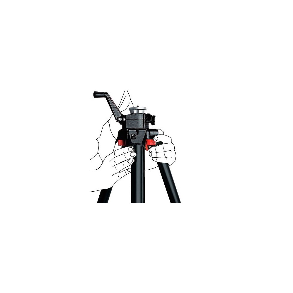 Schwarzes TRIAUT-Stativ Manfrotto - 
Beine einzeln oder gleichzeitig auslösen
Jeder Winkel ist separat einstellbar für totale