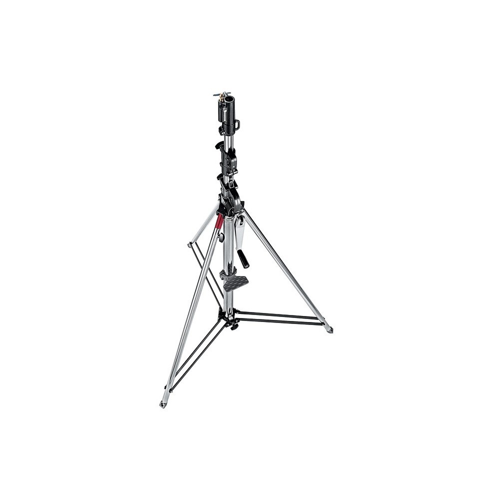 Getriebestativ mit Sicherheitsauslöseseil, Chromstahl Manfrotto - Schweres Beleuchtungsstativ mit 370 cm maximaler