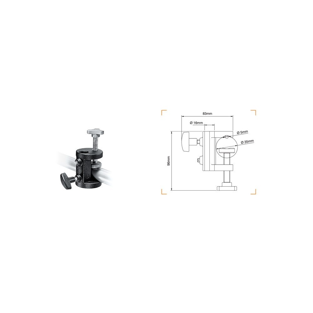 MINI buckle Manfrotto - Professional, compact standard mini clamp
Designed from hard wearing aluminium alloy
Versatile enough fo