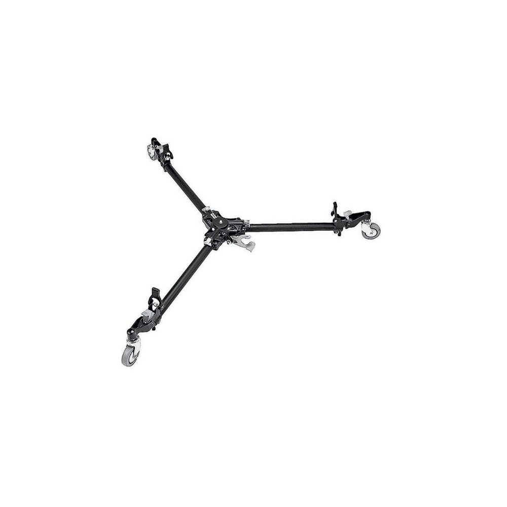 Automatisch klappbarer Dolly Schwarz Manfrotto - 
Ein-Hebel-Bremssystem steuert alle drei 80mm-Räder
3/8''-Befestigung zur