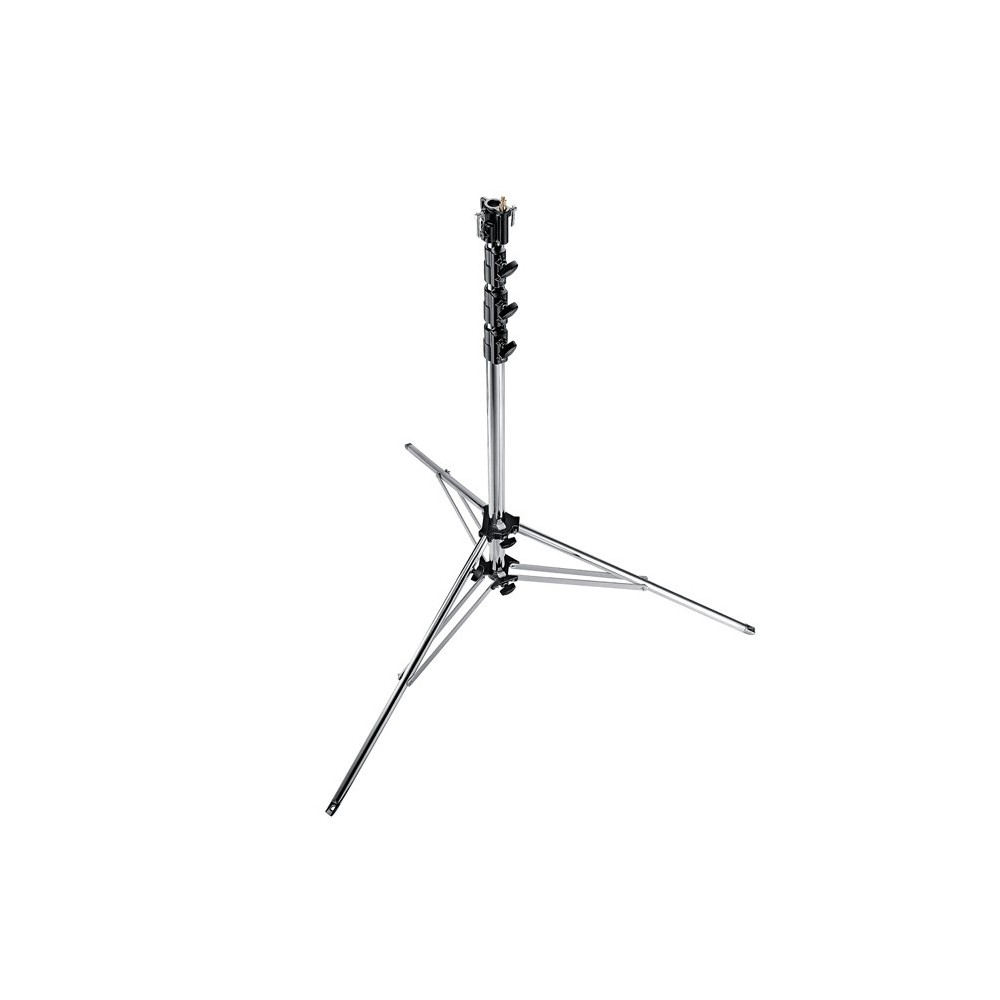 Stahl-Superstativ Manfrotto - 

Stabil und sicher mit doppelter Beinverstrebung
Kommt mit praktischem Universal-Kopf, Buchse