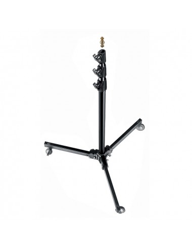 Black Baby Studio Stand Manfrotto - 
Black steel base, silver anodized aluminium sections
Supplied with wheels
Three sections, t