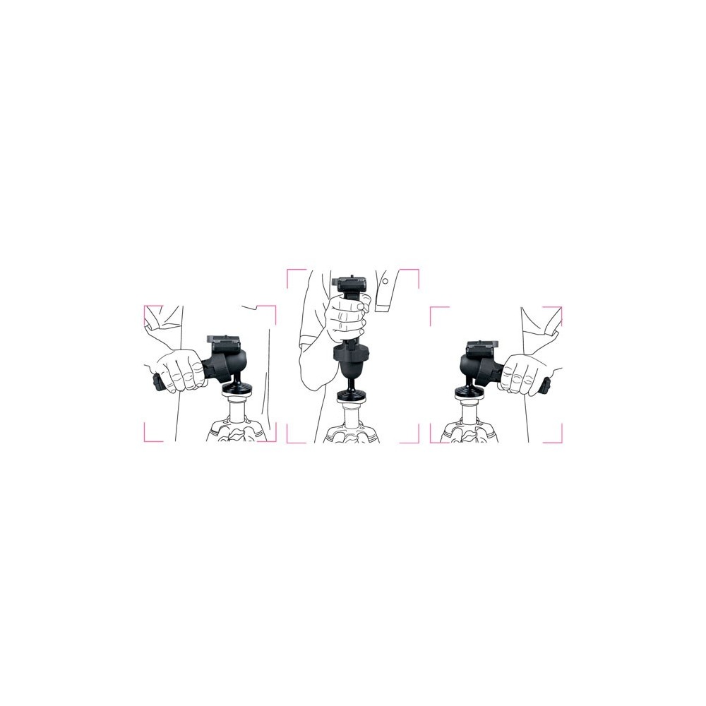 Grip-Kugelkopf, ergonomischer Griff und Friktionssteuerrad Manfrotto - 
Die horizontale Griffsteuerung ermöglicht eine schnelle