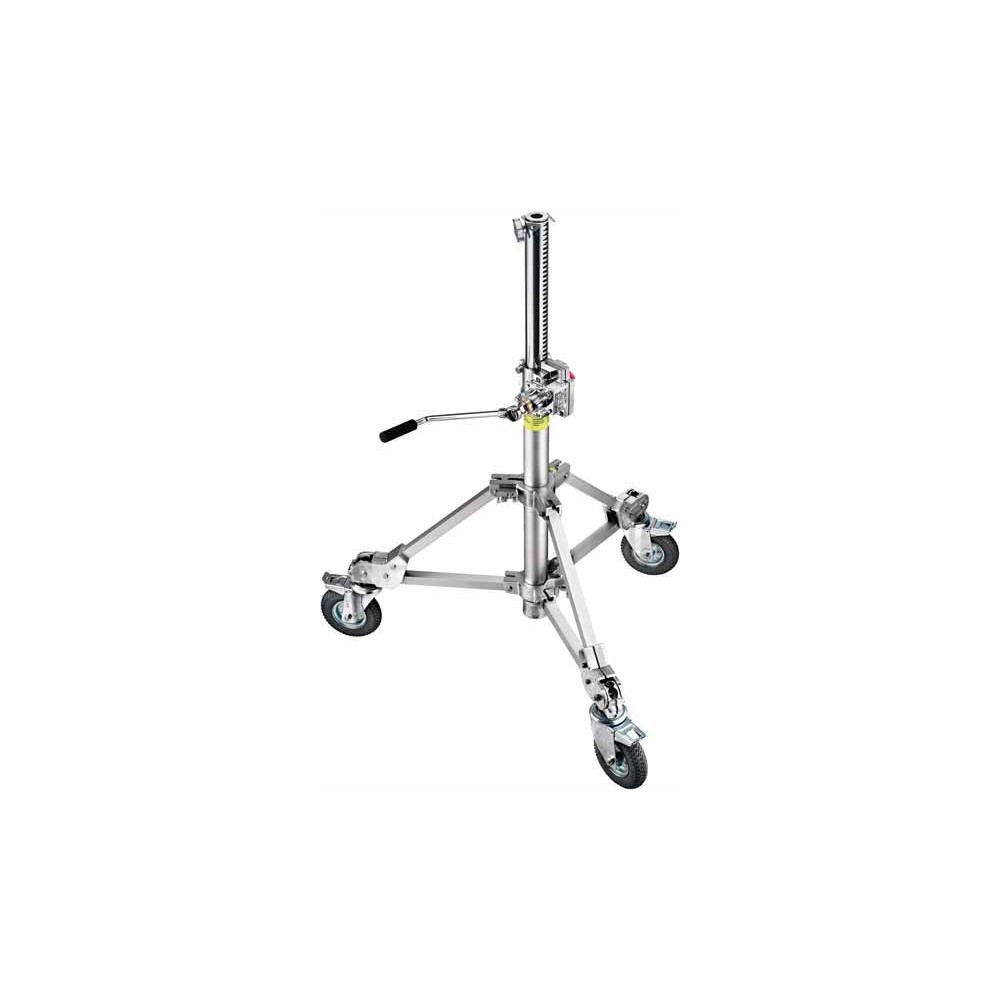 Strato Safe Crank-Up Stand 1 R Hard Wheels, Braked Avenger - 
Aluminium legs and chrome steel column.
80 mm/ 3.14'' Braked wheel