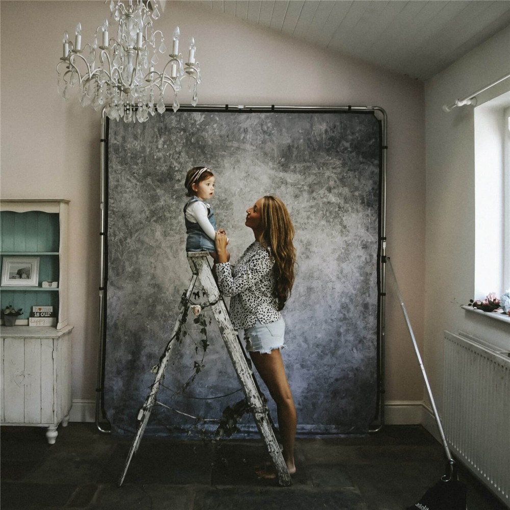 EzyFrame Vintage Hintergrund 2x2,3m Beton Lastolite by Manfrotto - Schnellmontage-Aluminiumrahmen Betonabdeckung aufclipsen Star