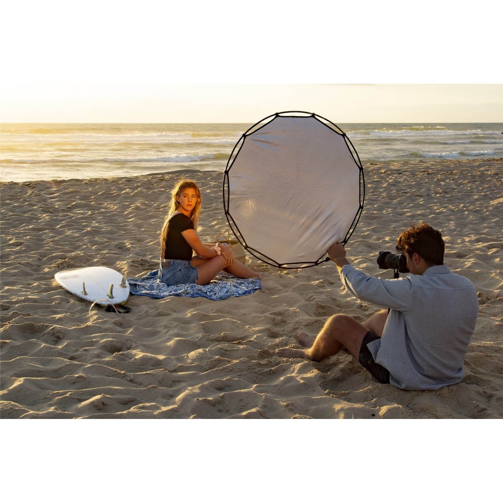 HaloCompact Reflector 82cm Sunlite/Soft Silver Lastolite by Manfrotto - 
Lightweight Aluminium Frame
Clip on Double-sided Sunlit