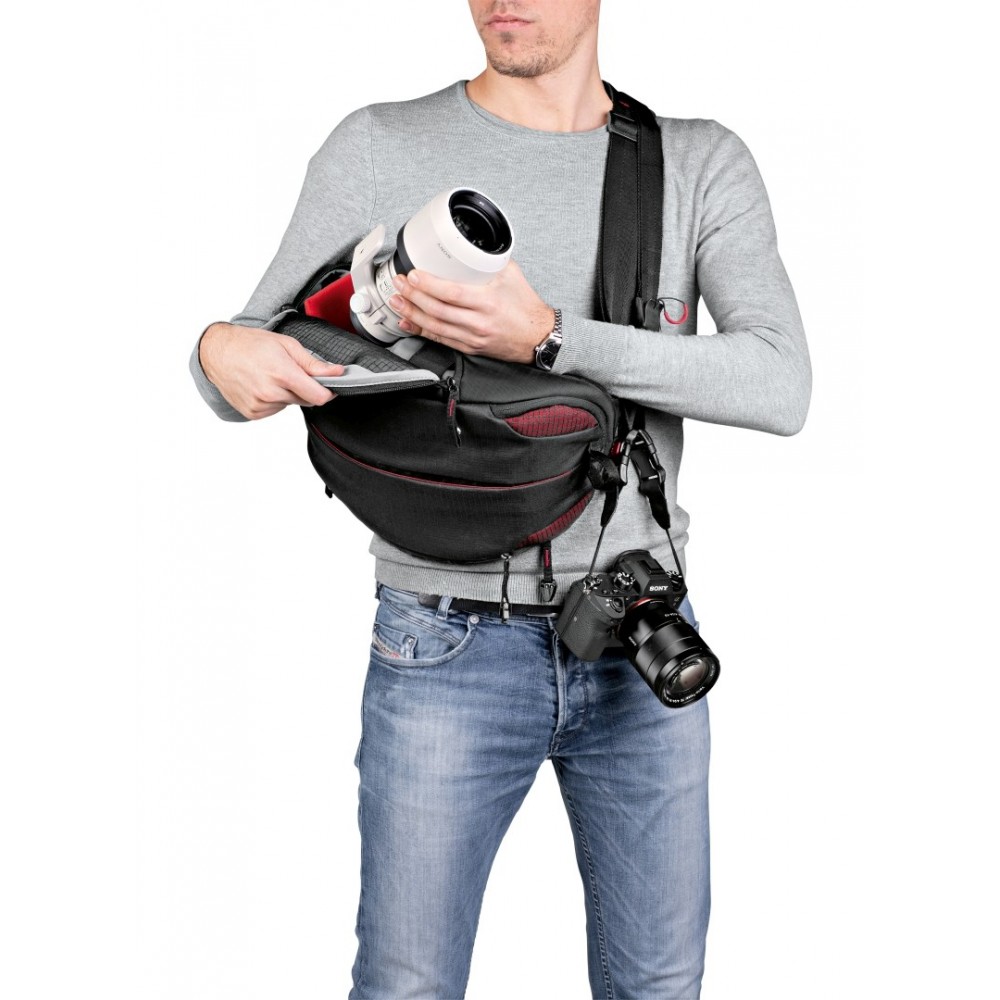 Pro Light FastTrack-8 sling bag Manfrotto - 
2-in-1 sling bag plus camera sling strap
Perfect for premium CSC like Sony A7 or A9