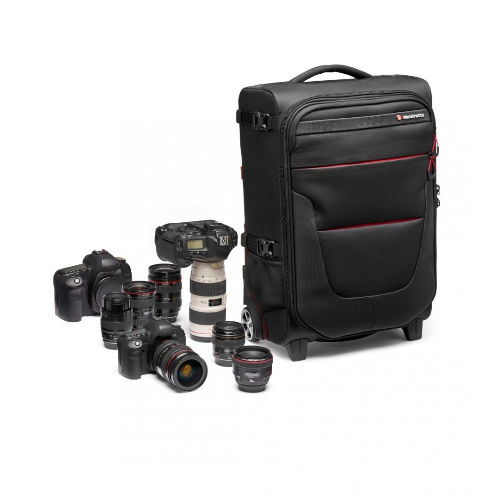 Pro Light Reloader Air-55 carry-on camera roller bag Manfrotto - 
Fits a Pro DSLR with 400/2.8 plus 3 lenses
Outer made from Pro