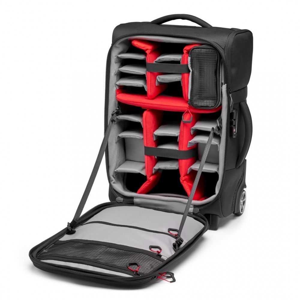 Pro Light Reloader Air-55 carry-on camera roller bag Manfrotto - 
Fits a Pro DSLR with 400/2.8 plus 3 lenses
Outer made from Pro