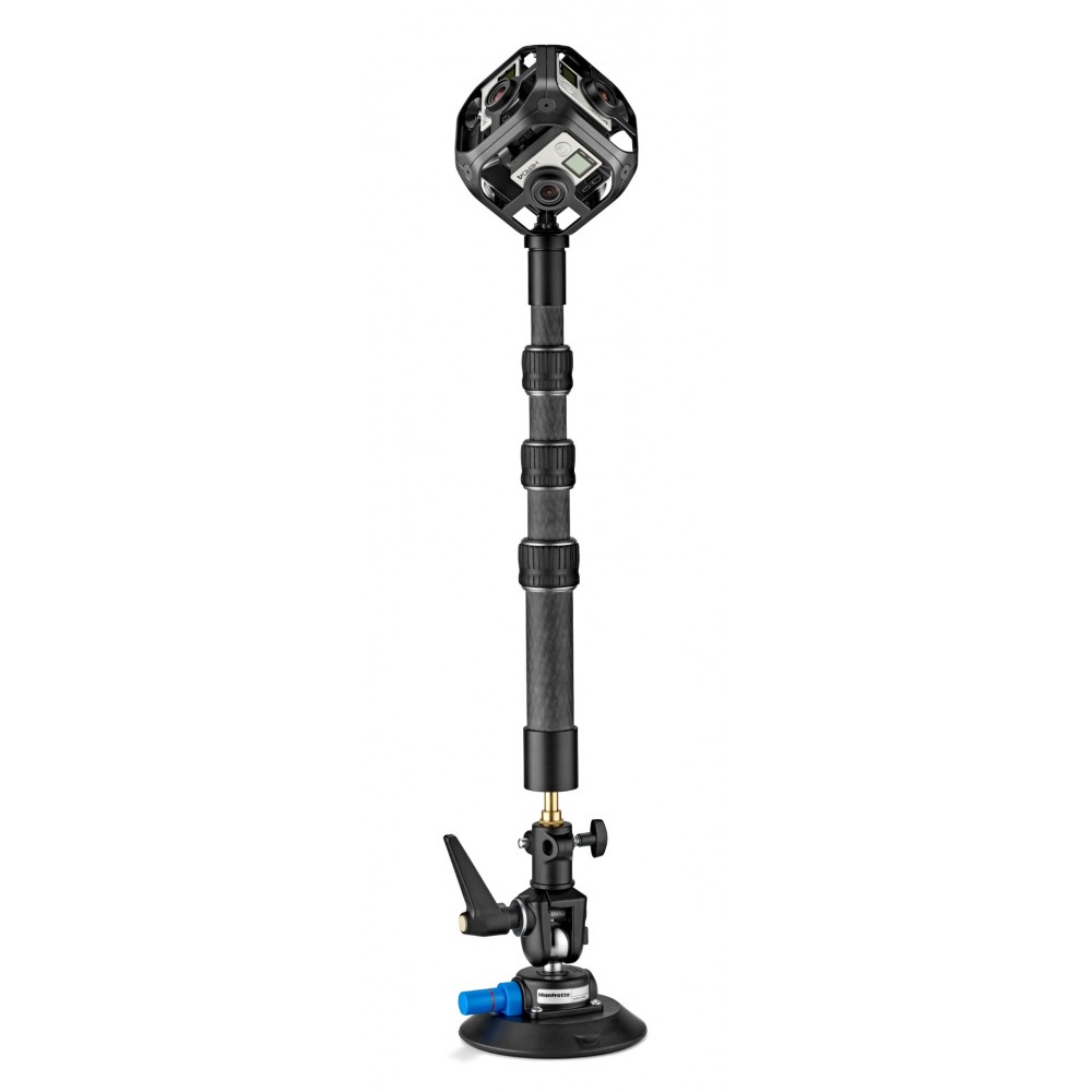 VR 360 Saugnapf mit Gelenk und Adapter Manfrotto - 
Saugnapf für flache, nicht poröse Oberflächen
Kugelgelenk zum Bewegen des 36