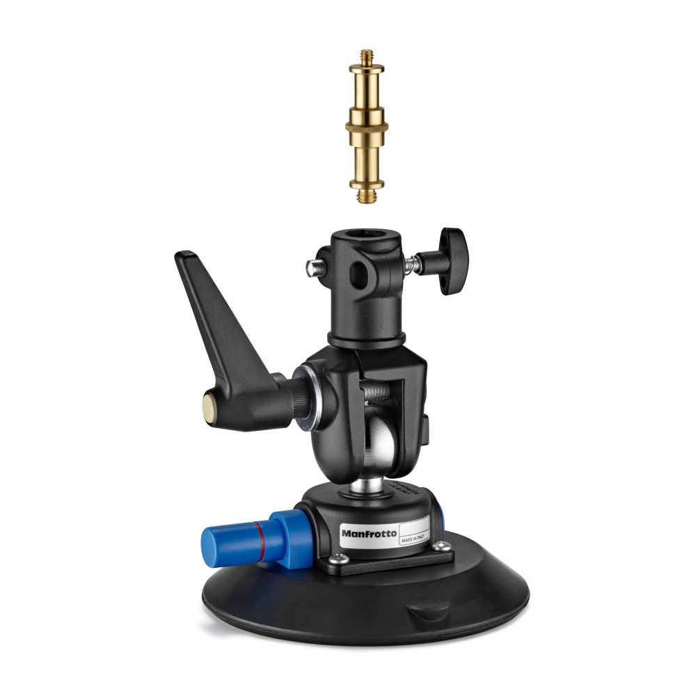 VR 360 Saugnapf mit Gelenk und Adapter Manfrotto - 
Saugnapf für flache, nicht poröse Oberflächen
Kugelgelenk zum Bewegen des 36